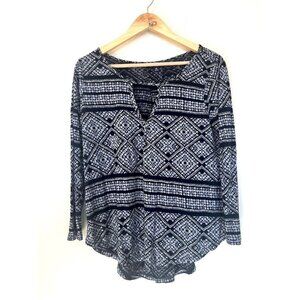 Lucky Brand Navy Blue Cotton Boho Top M
